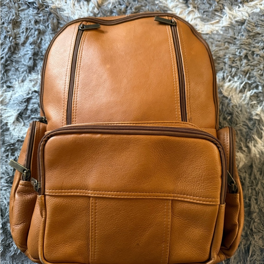 Tan Leather Backpack - image 1
